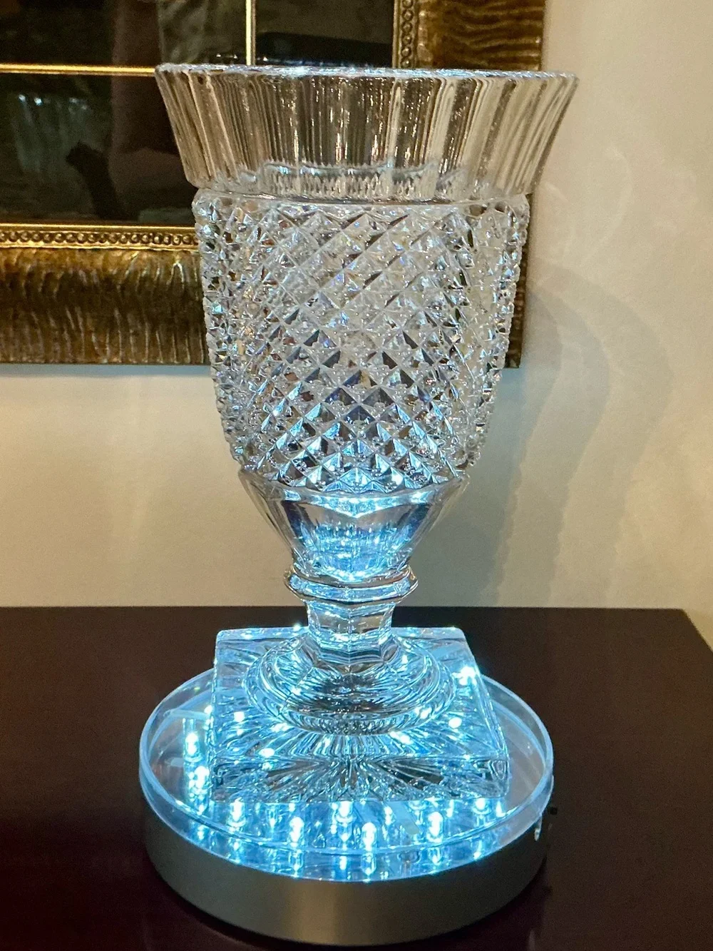 Vintage Bohemian Cut Crystal Medici Urn Vase 9.5”
